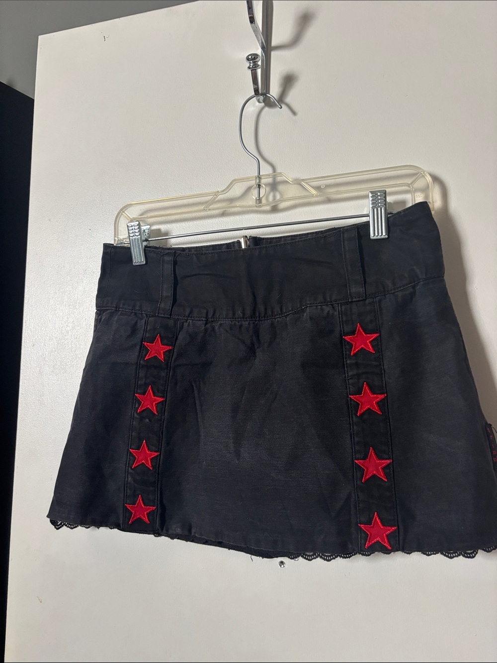 Y2K Tripp nyc punk/emo reversible red & black stars/pinstripes mini skirt size S